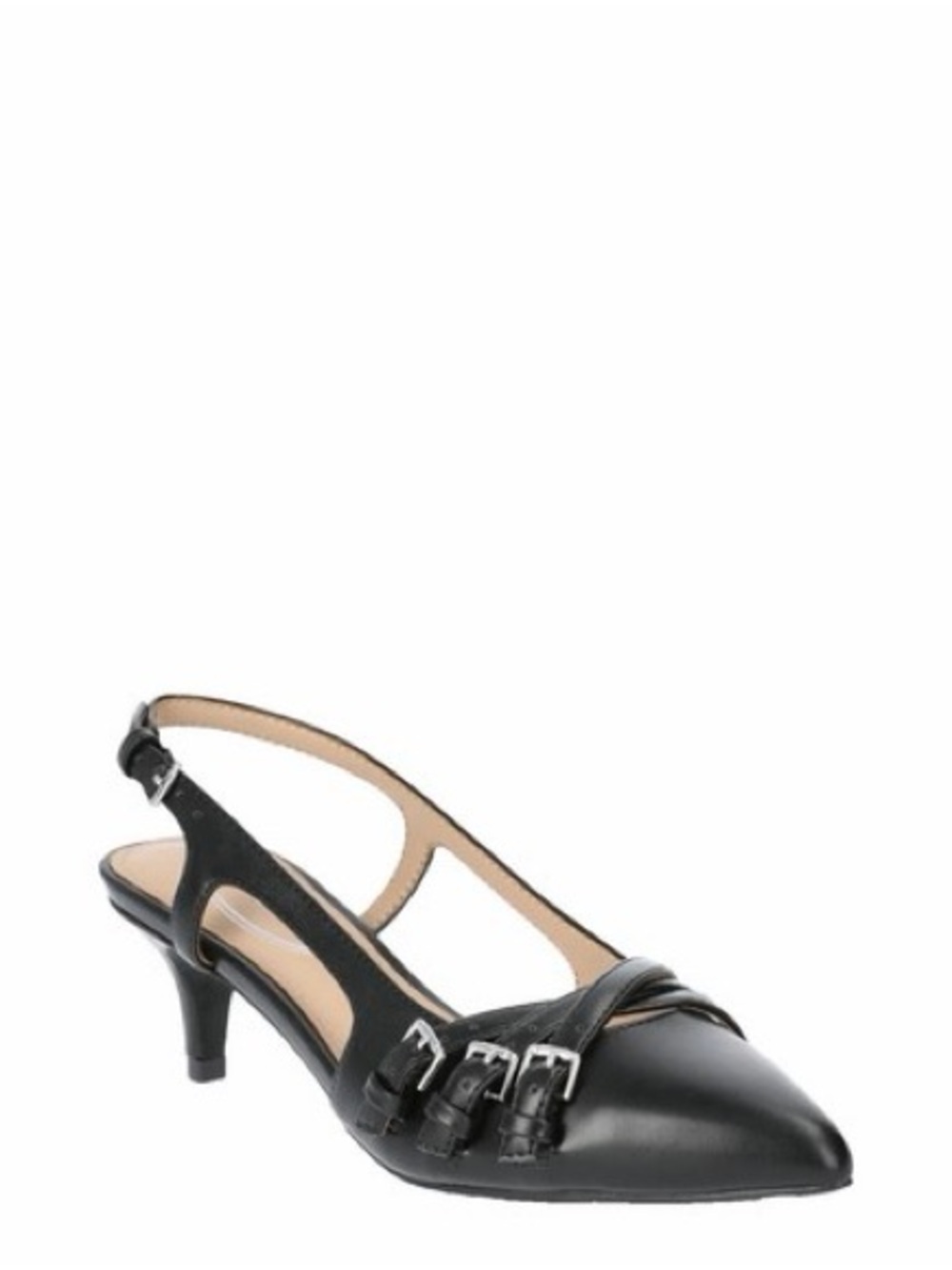 Scoop Women's Faux Leather Buckle Slingback Flats Black